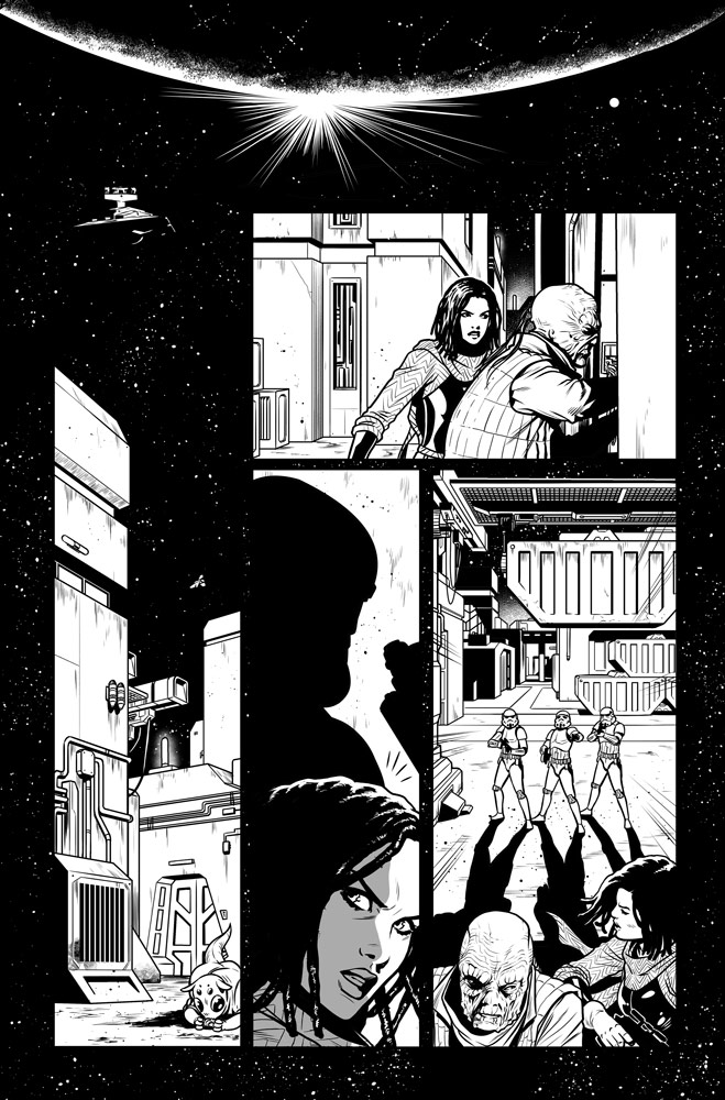Marvel's San Starros #1 interior page, black and white.